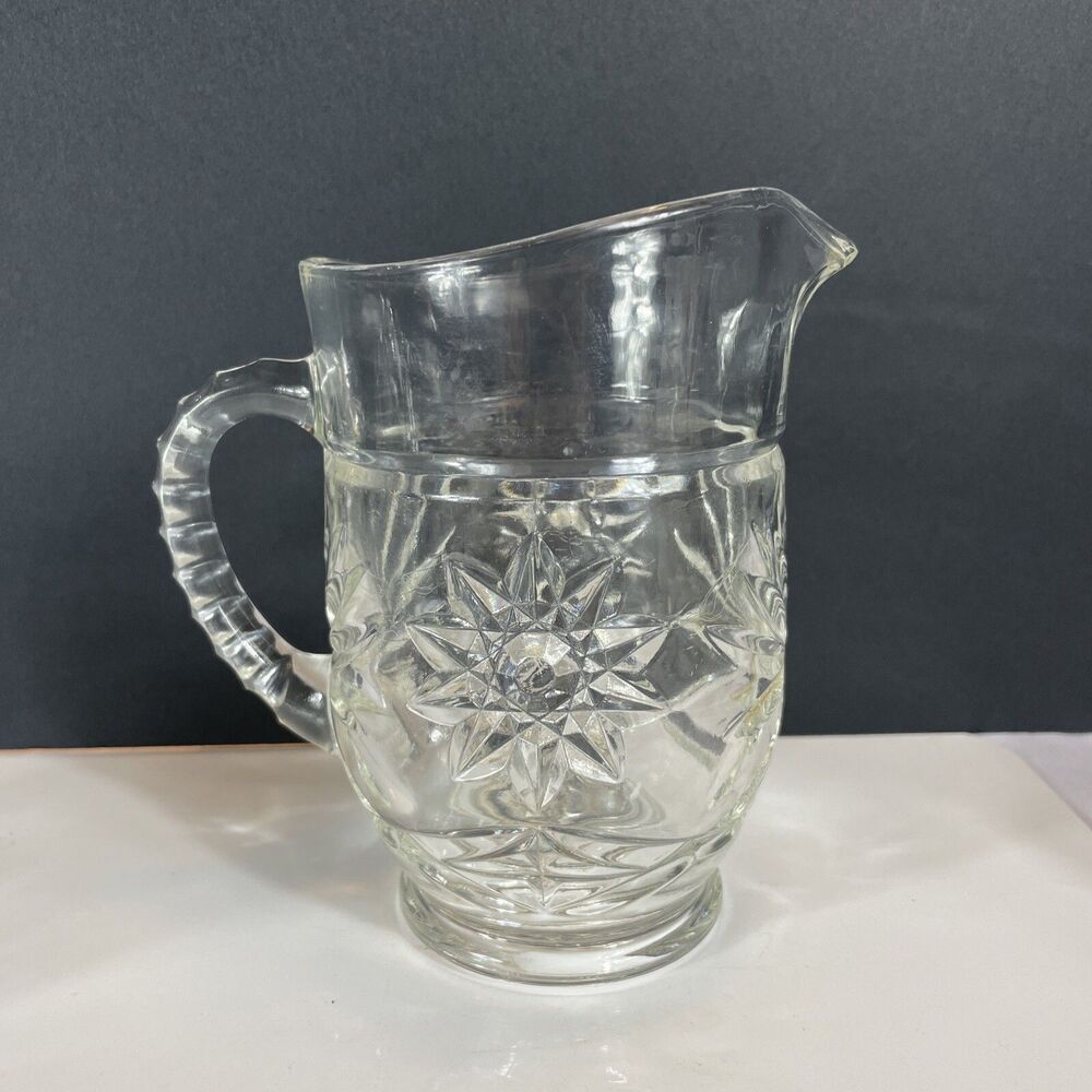 Anchor Hocking Prescut Star of David Creamers & Sugar Bowl Lid Vtg MCM - Picture 3 of 16